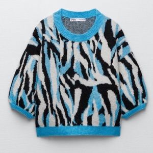 Zara Zebra Short-Sleeve Sweater